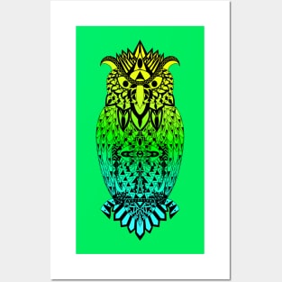 mexican owl in wise pattern ecopop Posters and Art